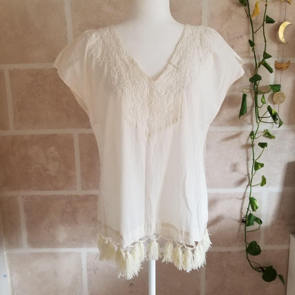 Subtle Luxury Women White Cap Sleeve Blouse M